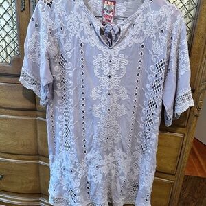 Johnny Was Light Purple Embroidered Tunic
